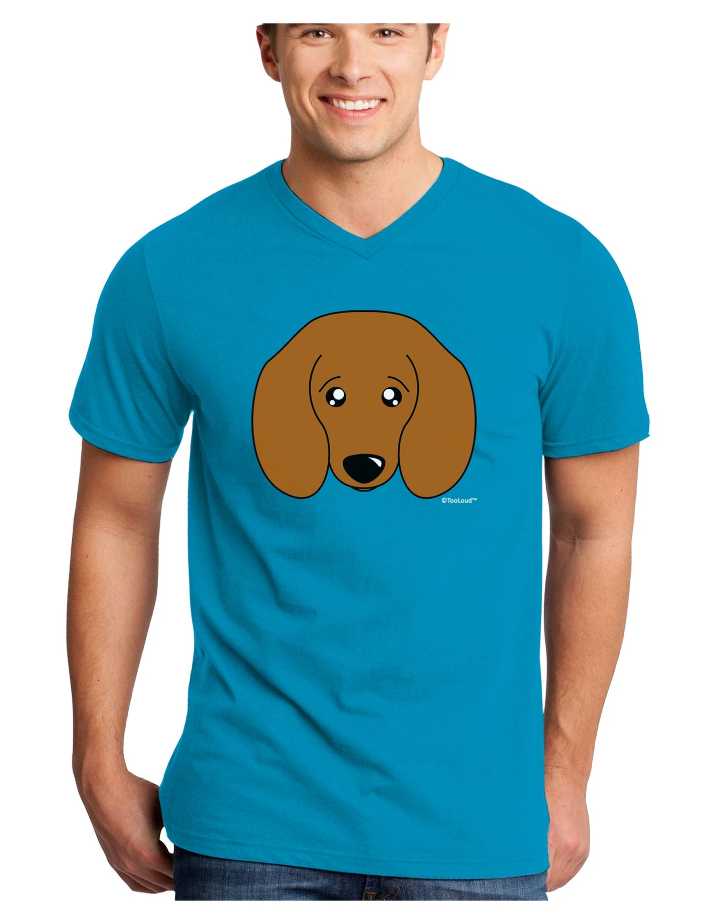 Cute Doxie Dachshund Dog Adult Dark V-Neck T-Shirt by TooLoud-Mens V-Neck T-Shirt-TooLoud-Turquoise-Small-Davson Sales
