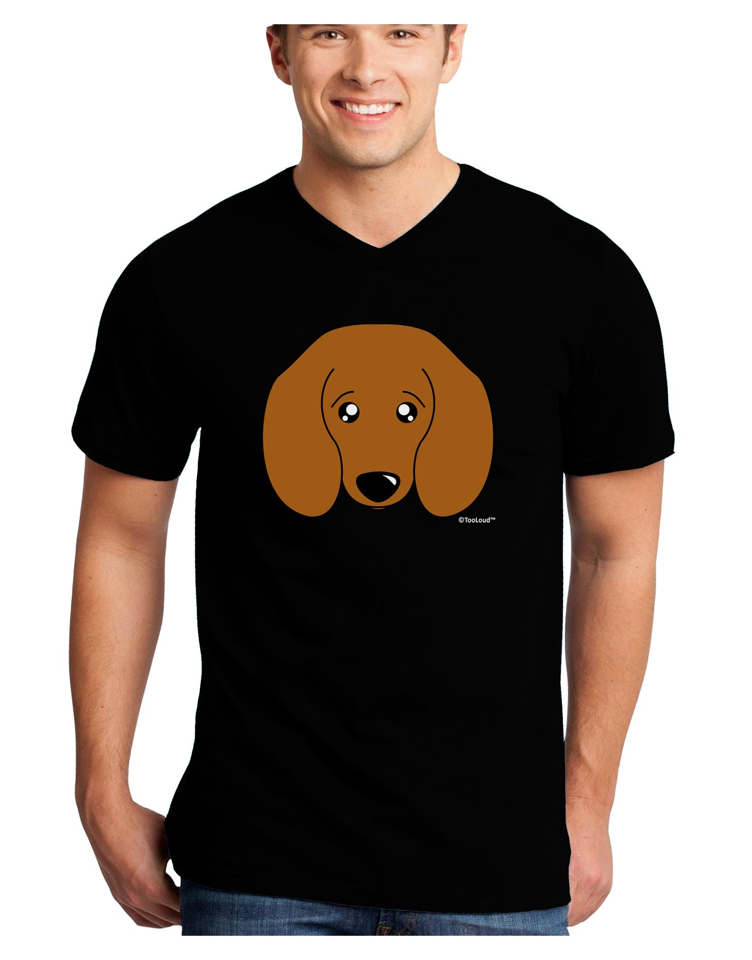 Cute Doxie Dachshund Dog Adult Dark V-Neck T-Shirt by TooLoud-Mens V-Neck T-Shirt-TooLoud-Black-Small-Davson Sales