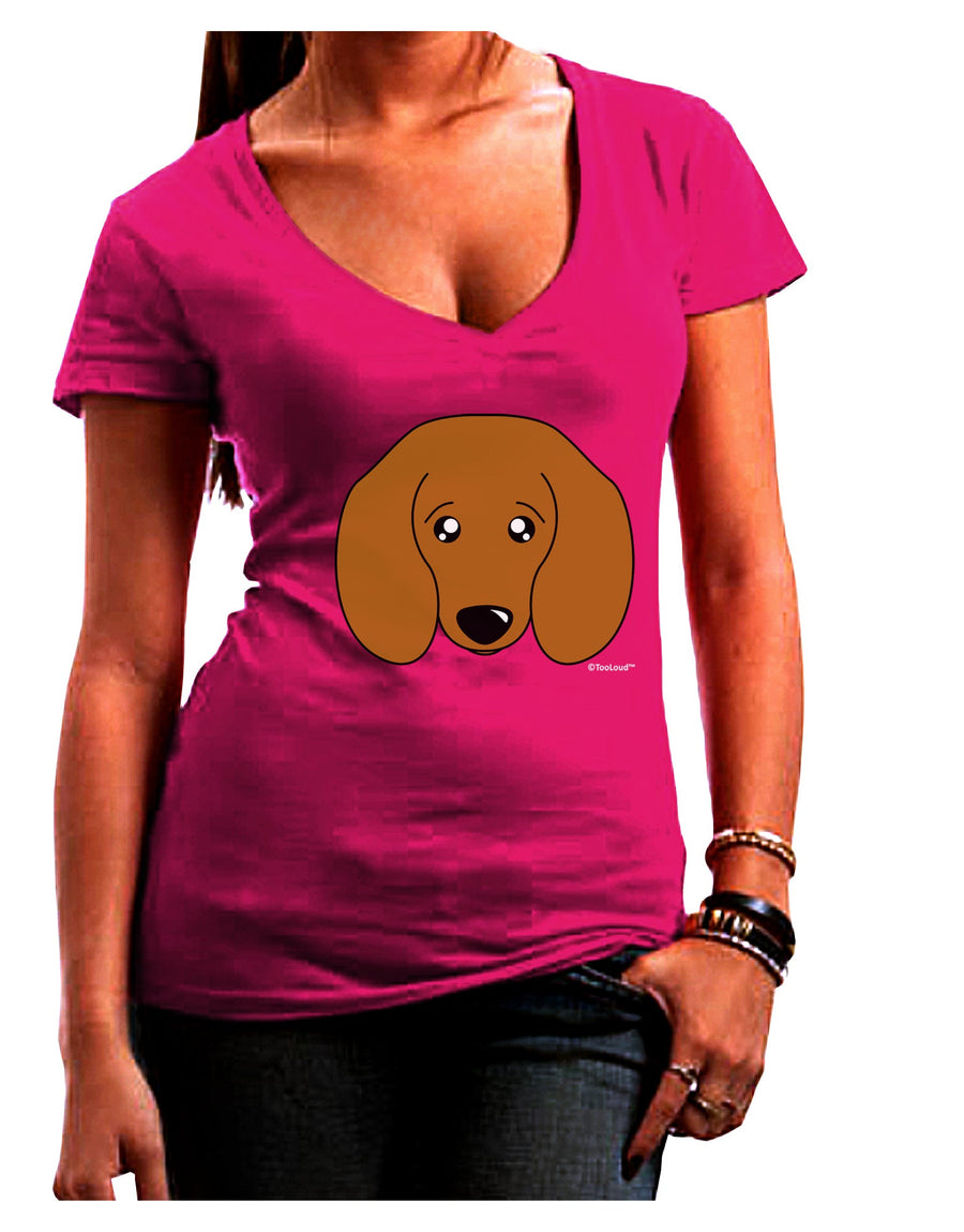 Cute Doxie Dachshund Dog Juniors V-Neck Dark T-Shirt by TooLoud-Womens V-Neck T-Shirts-TooLoud-Black-Juniors Fitted Small-Davson Sales