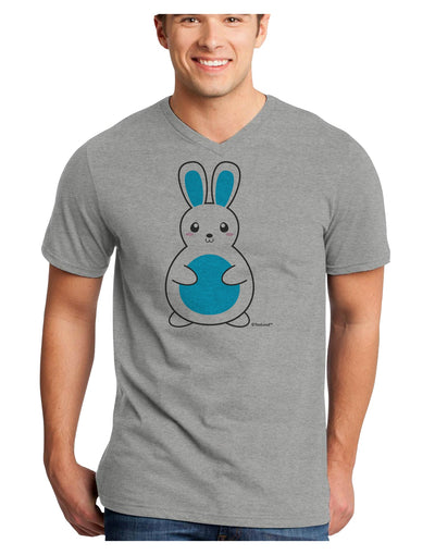 Cute Easter Bunny - Blue Adult V-Neck T-shirt by TooLoud-Mens V-Neck T-Shirt-TooLoud-HeatherGray-Small-Davson Sales