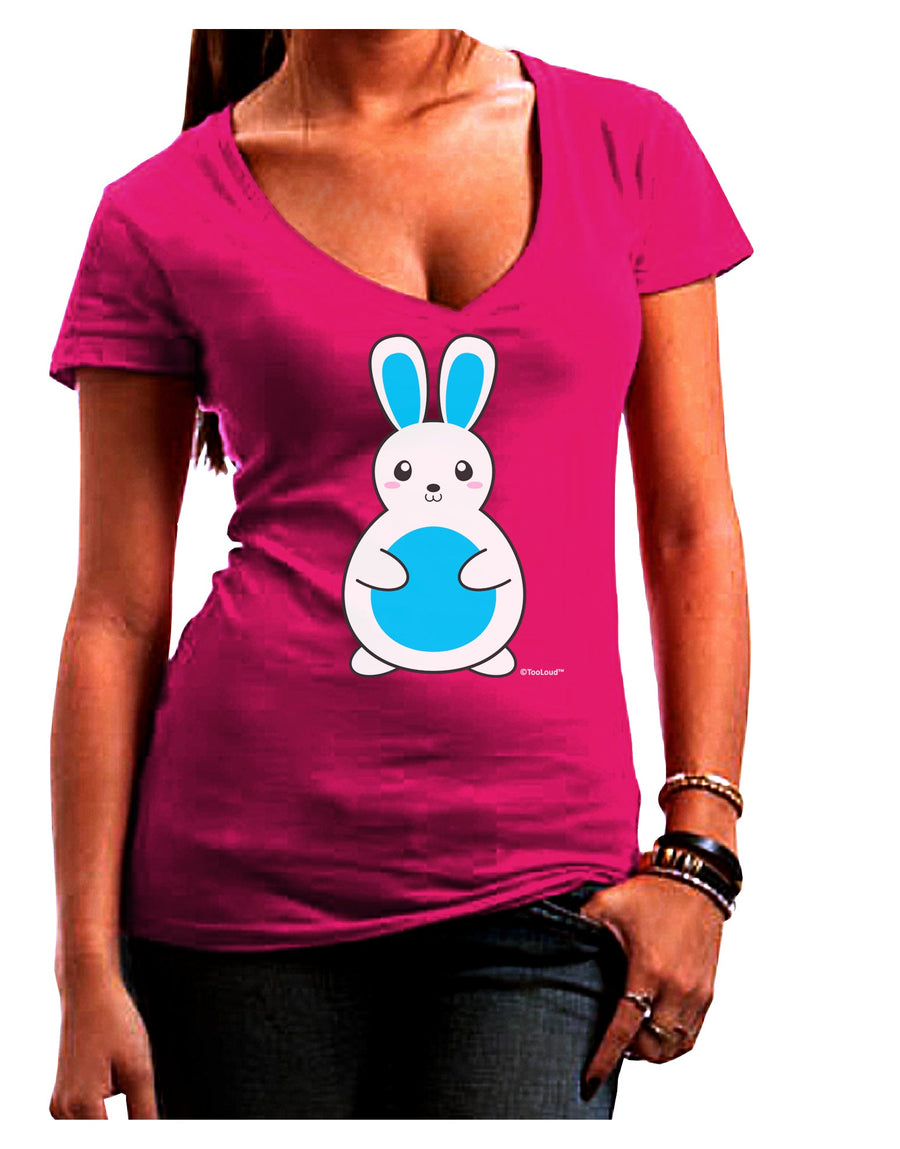 Cute Easter Bunny - Blue Juniors V-Neck Dark T-Shirt by TooLoud-Womens V-Neck T-Shirts-TooLoud-Black-Juniors Fitted Small-Davson Sales