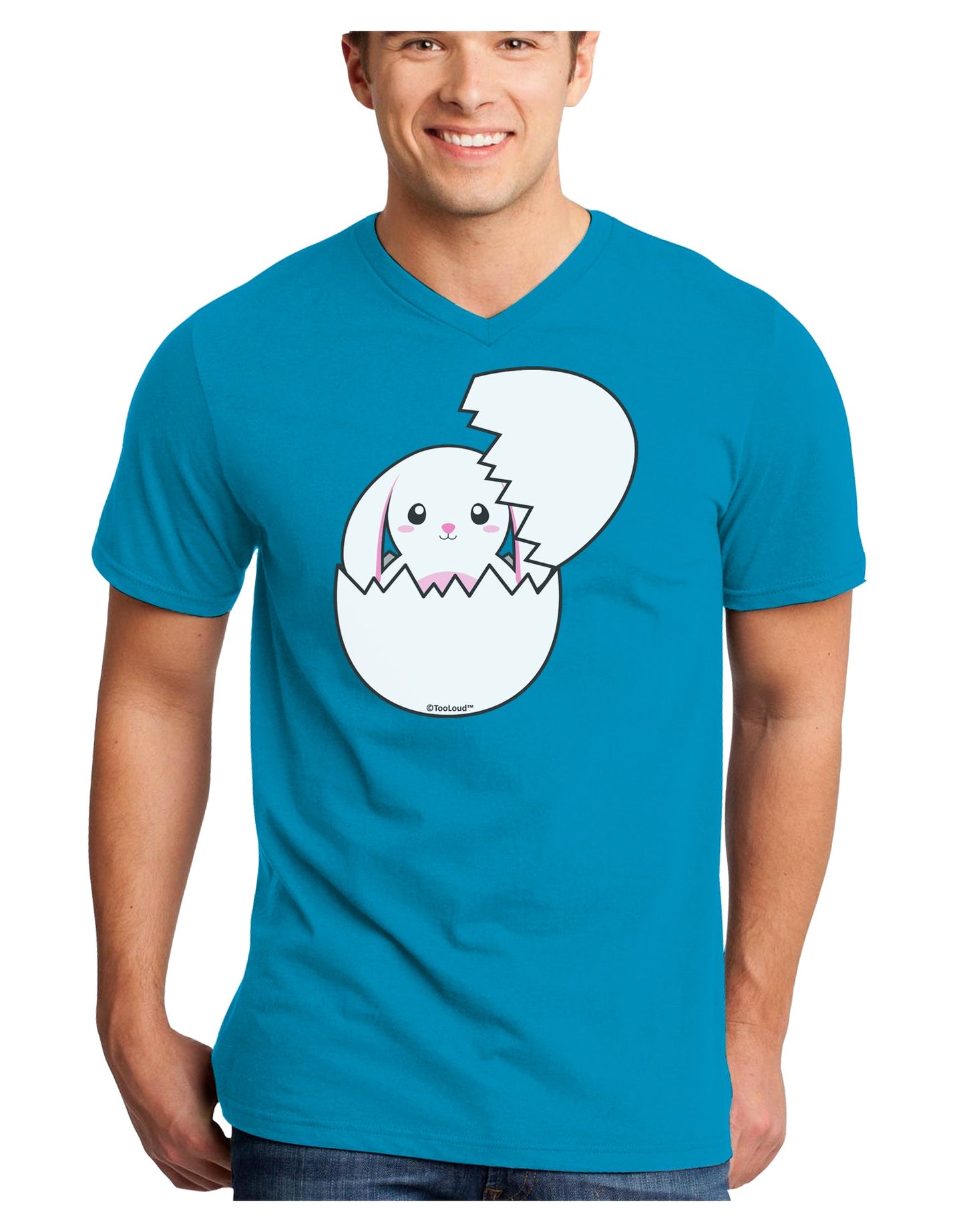 Cute Easter Bunny Hatching Adult Dark V-Neck T-Shirt by TooLoud-Mens V-Neck T-Shirt-TooLoud-Turquoise-Small-Davson Sales