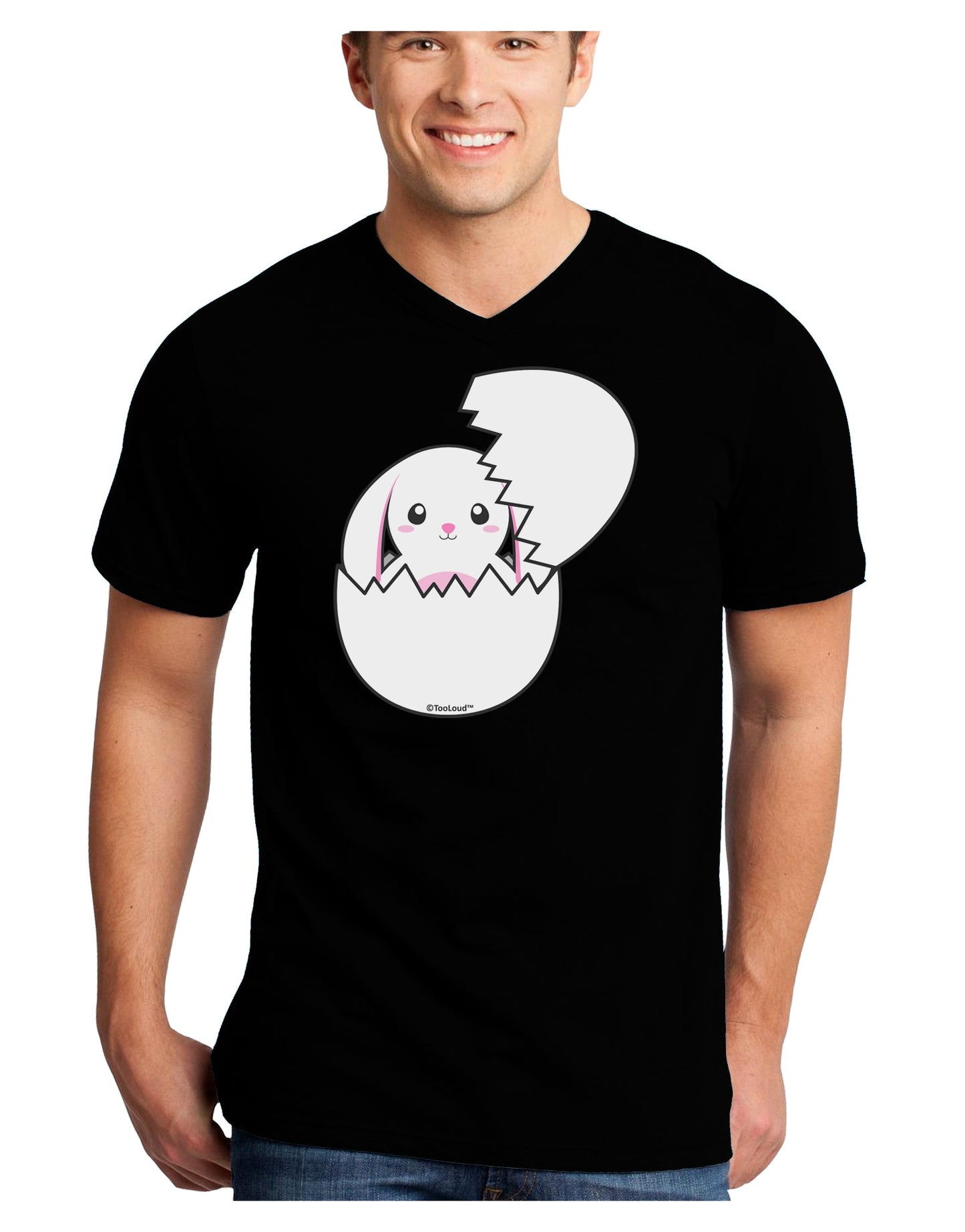 Cute Easter Bunny Hatching Adult Dark V-Neck T-Shirt by TooLoud-Mens V-Neck T-Shirt-TooLoud-Black-Small-Davson Sales