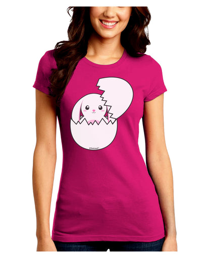 Cute Easter Bunny Hatching Juniors Crew Dark T-Shirt by TooLoud-T-Shirts Juniors Tops-TooLoud-Hot-Pink-Juniors Fitted Small-Davson Sales