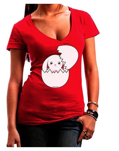 Cute Easter Bunny Hatching Juniors V-Neck Dark T-Shirt by TooLoud-Womens V-Neck T-Shirts-TooLoud-Red-Juniors Fitted Small-Davson Sales