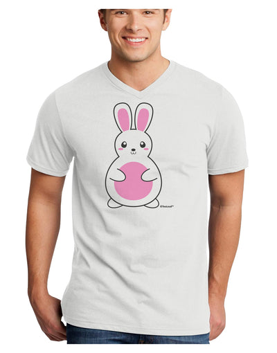 Cute Easter Bunny - Pink Adult V-Neck T-shirt by TooLoud-Mens V-Neck T-Shirt-TooLoud-White-Small-Davson Sales