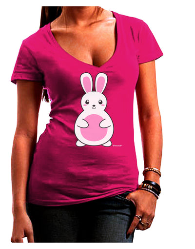 Cute Easter Bunny - Pink Juniors V-Neck Dark T-Shirt by TooLoud-Womens V-Neck T-Shirts-TooLoud-Hot-Pink-Juniors Fitted Small-Davson Sales