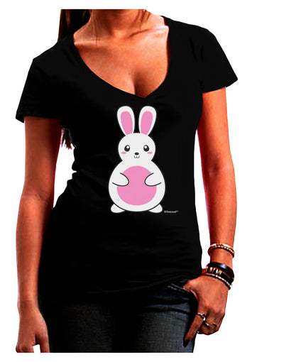 Cute Easter Bunny - Pink Juniors V-Neck Dark T-Shirt by TooLoud-Womens V-Neck T-Shirts-TooLoud-Black-Juniors Fitted Small-Davson Sales