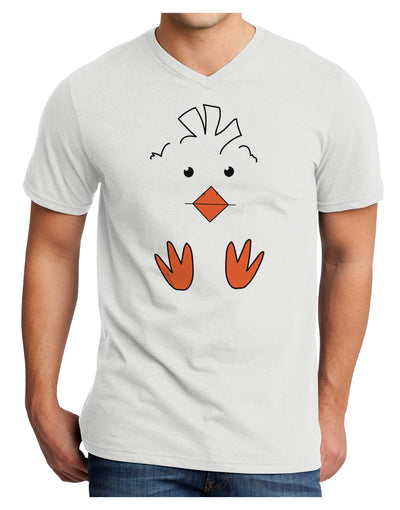Cute Easter Chick Face Adult V-Neck T-shirt White 4XL Tooloud