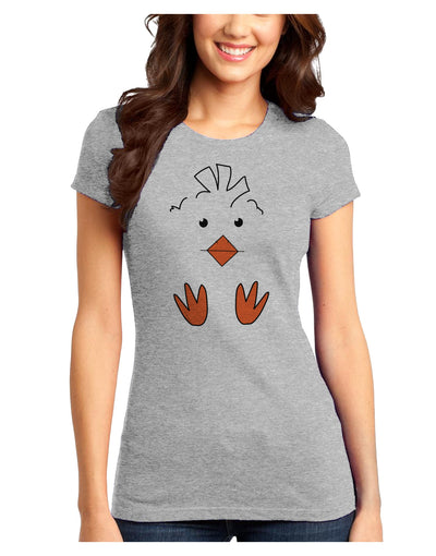 Cute Easter Chick Face Juniors Petite T-Shirt-Womens T-Shirt-TooLoud-Ash-Gray-Juniors Fitted X-Small-Davson Sales