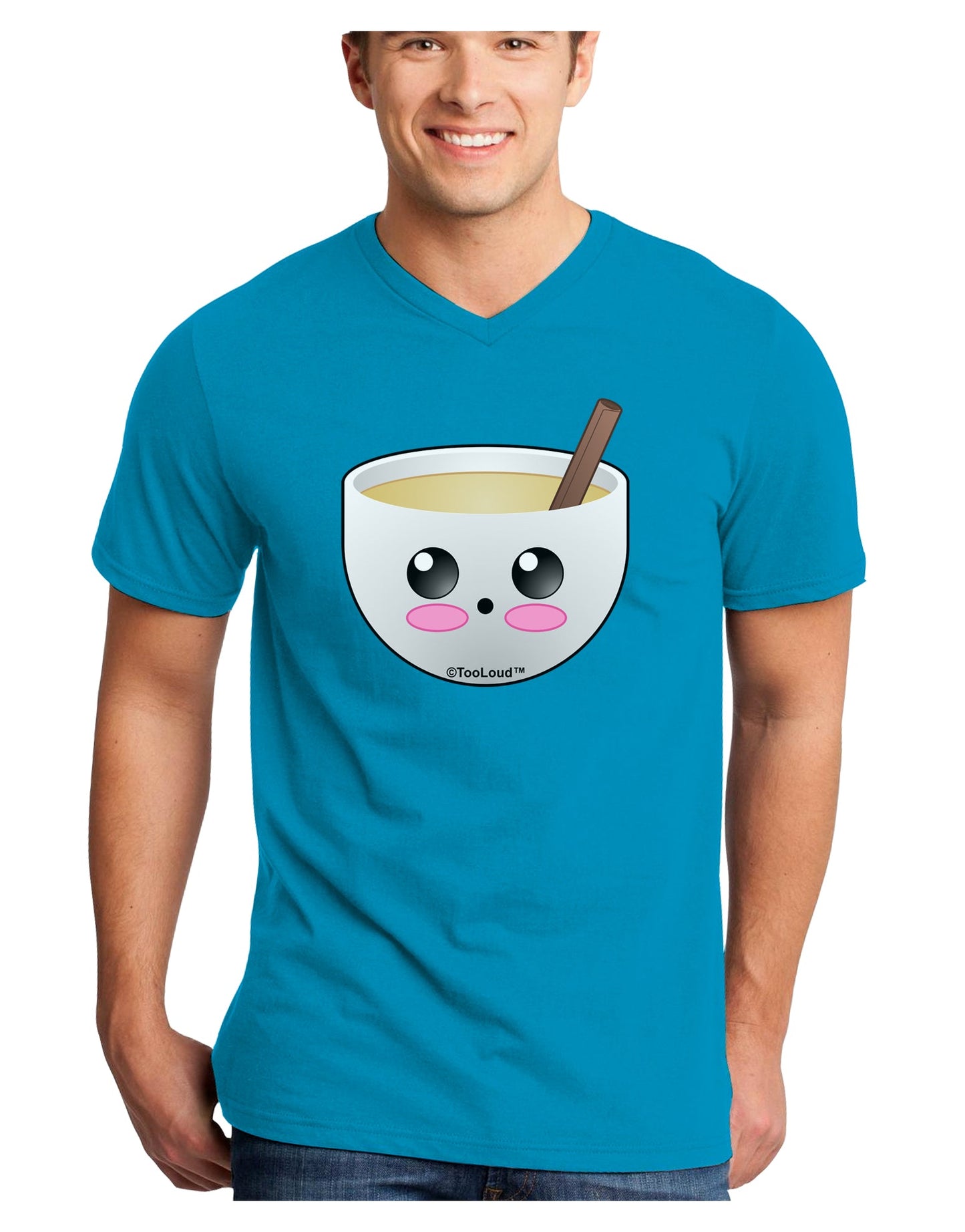 Cute Egg Nog Design - Adult Dark V-Neck T-Shirt by TooLoud-Mens V-Neck T-Shirt-TooLoud-Turquoise-Small-Davson Sales