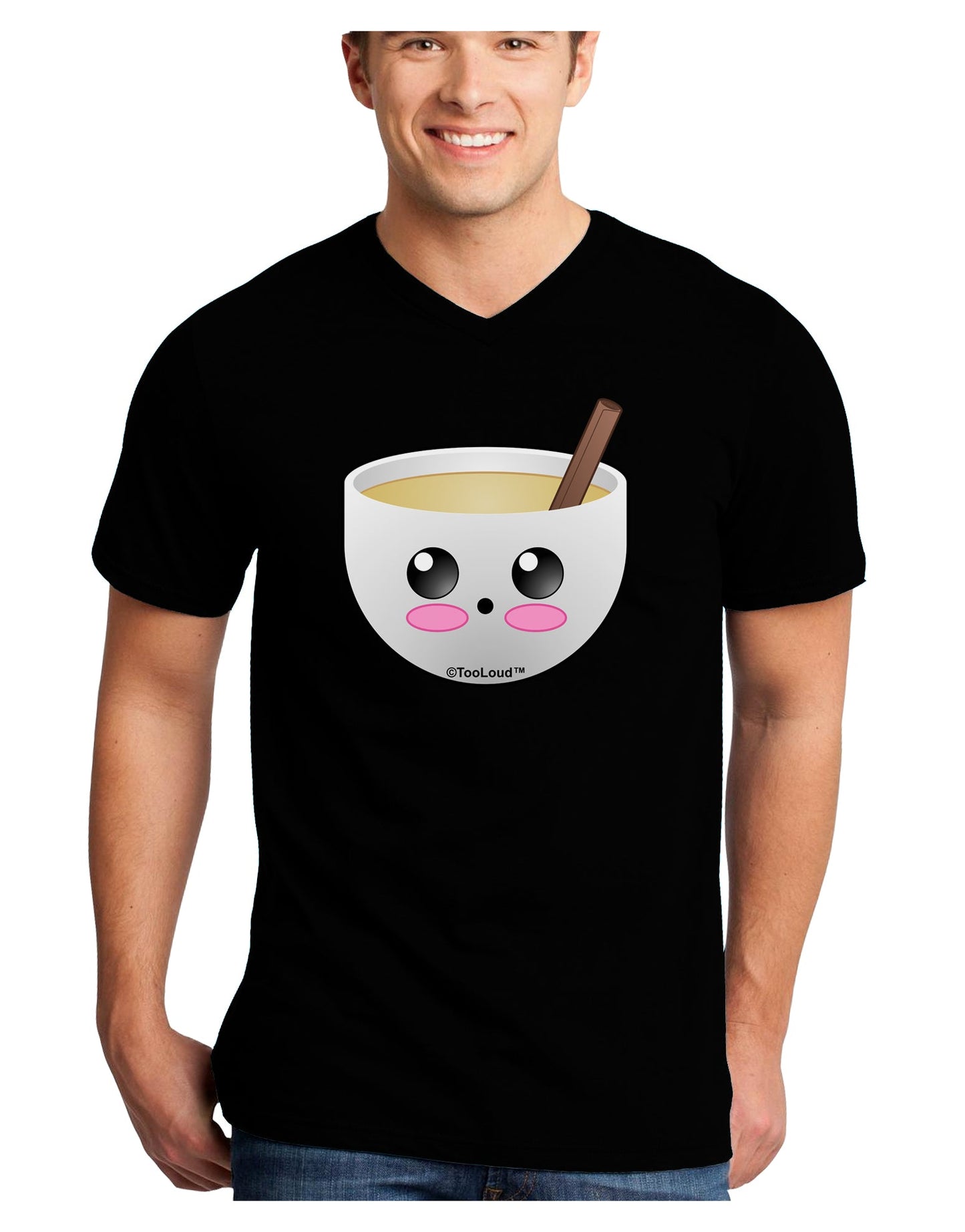 Cute Egg Nog Design - Adult Dark V-Neck T-Shirt by TooLoud-Mens V-Neck T-Shirt-TooLoud-Black-Small-Davson Sales