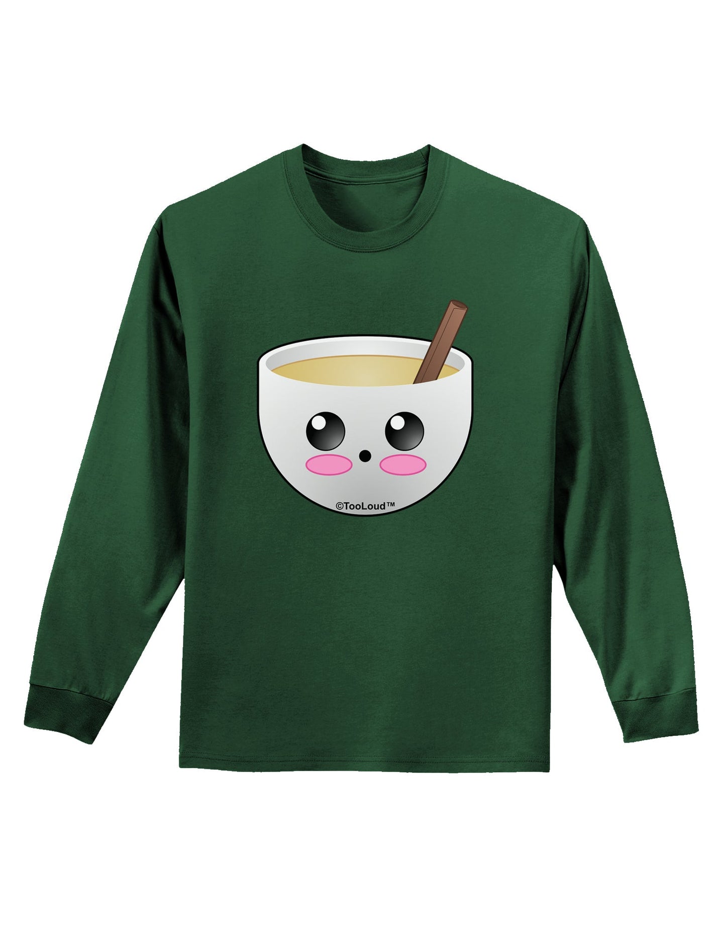 Cute Egg Nog Design - Adult Long Sleeve Dark T-Shirt by TooLoud-TooLoud-Dark-Green-Small-Davson Sales