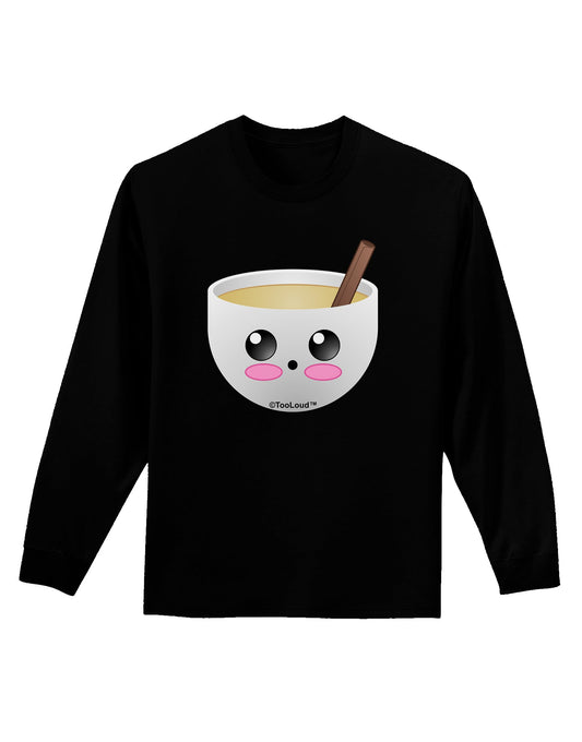 Cute Egg Nog Design - Adult Long Sleeve Dark T-Shirt by TooLoud-TooLoud-Black-Small-Davson Sales