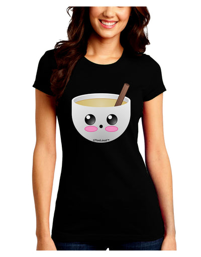 Cute Egg Nog Design - Juniors Crew Dark T-Shirt by TooLoud-T-Shirts Juniors Tops-TooLoud-Black-Juniors Fitted Small-Davson Sales