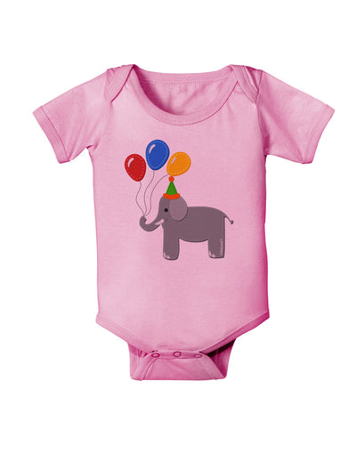 Cute Elephant with Balloons Baby Romper Bodysuit-Baby Romper-TooLoud-Light-Pink-06-Months-Davson Sales