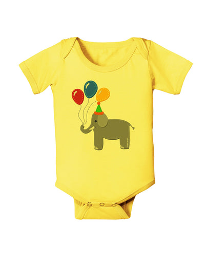 Cute Elephant with Balloons Baby Romper Bodysuit-Baby Romper-TooLoud-Yellow-06-Months-Davson Sales