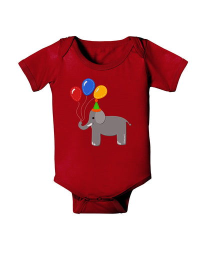 Cute Elephant with Balloons Baby Romper Bodysuit Dark-Baby Romper-TooLoud-Red-06-Months-Davson Sales