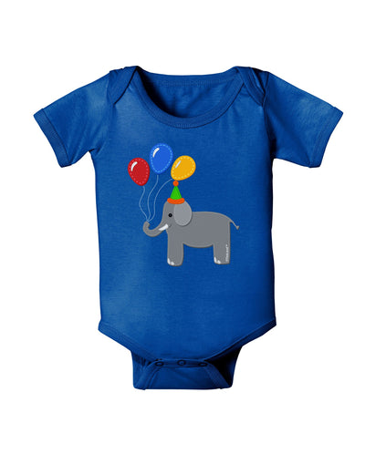 Cute Elephant with Balloons Baby Romper Bodysuit Dark-Baby Romper-TooLoud-Royal-Blue-06-Months-Davson Sales