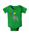 Cute Elephant with Balloons Baby Romper Bodysuit Dark-Baby Romper-TooLoud-Clover-Green-06-Months-Davson Sales