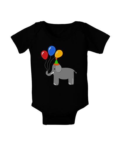 Cute Elephant with Balloons Baby Romper Bodysuit Dark-Baby Romper-TooLoud-Black-06-Months-Davson Sales