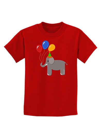 Cute Elephant with Balloons Childrens Dark T-Shirt-Childrens T-Shirt-TooLoud-Red-X-Small-Davson Sales