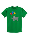 Cute Elephant with Balloons Childrens Dark T-Shirt-Childrens T-Shirt-TooLoud-Kelly-Green-X-Small-Davson Sales