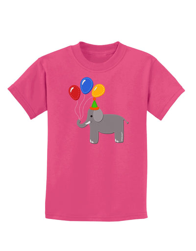 Cute Elephant with Balloons Childrens Dark T-Shirt-Childrens T-Shirt-TooLoud-Sangria-X-Small-Davson Sales