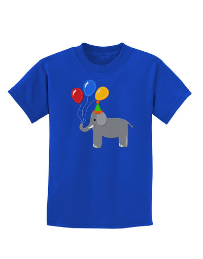 Cute Elephant with Balloons Childrens Dark T-Shirt-Childrens T-Shirt-TooLoud-Royal-Blue-X-Small-Davson Sales