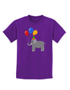 Cute Elephant with Balloons Childrens Dark T-Shirt-Childrens T-Shirt-TooLoud-Purple-X-Small-Davson Sales