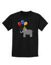 Cute Elephant with Balloons Childrens Dark T-Shirt-Childrens T-Shirt-TooLoud-Black-X-Small-Davson Sales