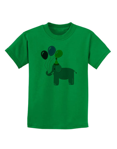 Cute Elephant with Balloons Childrens T-Shirt-Childrens T-Shirt-TooLoud-Kelly-Green-X-Small-Davson Sales