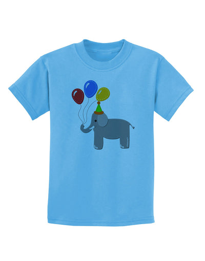 Cute Elephant with Balloons Childrens T-Shirt-Childrens T-Shirt-TooLoud-Aquatic-Blue-X-Small-Davson Sales
