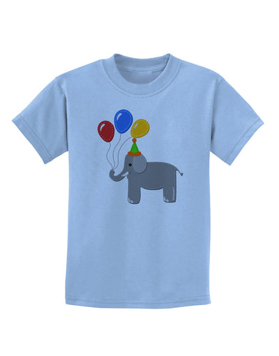 Cute Elephant with Balloons Childrens T-Shirt-Childrens T-Shirt-TooLoud-Light-Blue-X-Small-Davson Sales
