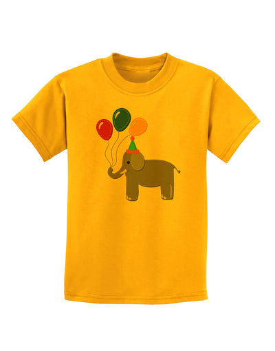 Cute Elephant with Balloons Childrens T-Shirt-Childrens T-Shirt-TooLoud-Gold-X-Small-Davson Sales