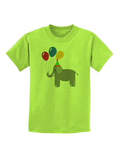 Cute Elephant with Balloons Childrens T-Shirt-Childrens T-Shirt-TooLoud-Lime-Green-X-Small-Davson Sales
