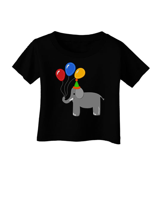 Cute Elephant with Balloons Infant T-Shirt Dark-Infant T-Shirt-TooLoud-Black-06-Months-Davson Sales