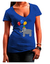 Cute Elephant with Balloons Juniors V-Neck Dark T-Shirt-Womens V-Neck T-Shirts-TooLoud-Royal-Blue-Juniors Fitted Small-Davson Sales