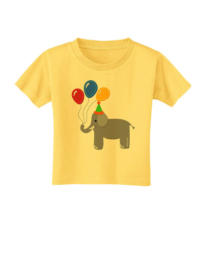 Cute Elephant with Balloons Toddler T-Shirt-Toddler T-Shirt-TooLoud-Yellow-2T-Davson Sales