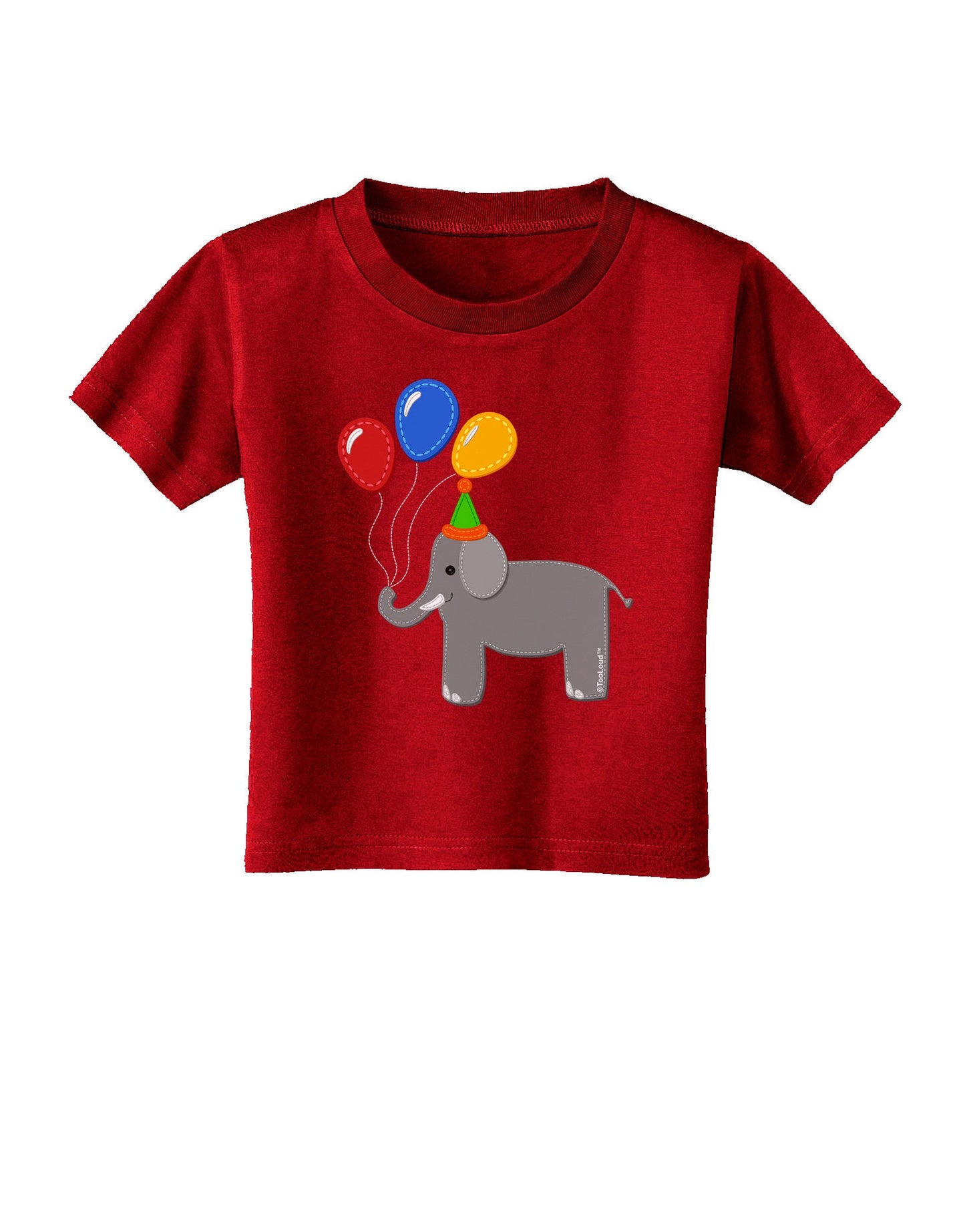 Cute Elephant with Balloons Toddler T-Shirt Dark-Toddler T-Shirt-TooLoud-Red-2T-Davson Sales
