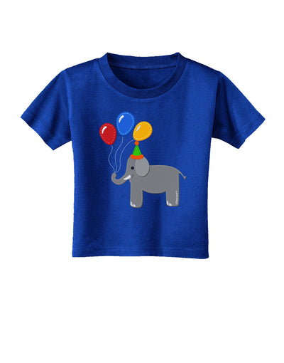 Cute Elephant with Balloons Toddler T-Shirt Dark-Toddler T-Shirt-TooLoud-Royal-Blue-2T-Davson Sales