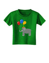 Cute Elephant with Balloons Toddler T-Shirt Dark-Toddler T-Shirt-TooLoud-Clover-Green-2T-Davson Sales