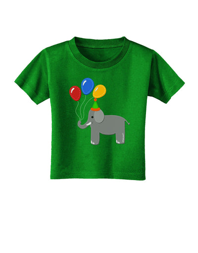 Cute Elephant with Balloons Toddler T-Shirt Dark-Toddler T-Shirt-TooLoud-Clover-Green-2T-Davson Sales