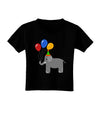 Cute Elephant with Balloons Toddler T-Shirt Dark-Toddler T-Shirt-TooLoud-Black-2T-Davson Sales