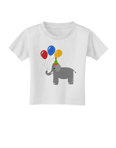 Cute Elephant with Balloons Toddler T-Shirt-Toddler T-Shirt-TooLoud-White-2T-Davson Sales