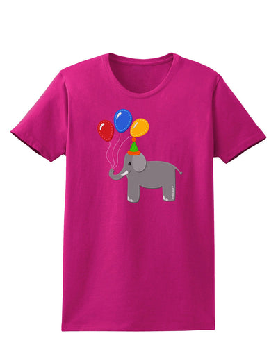 Cute Elephant with Balloons Womens Dark T-Shirt-TooLoud-Hot-Pink-Small-Davson Sales