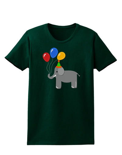 Cute Elephant with Balloons Womens Dark T-Shirt-TooLoud-Forest-Green-Small-Davson Sales