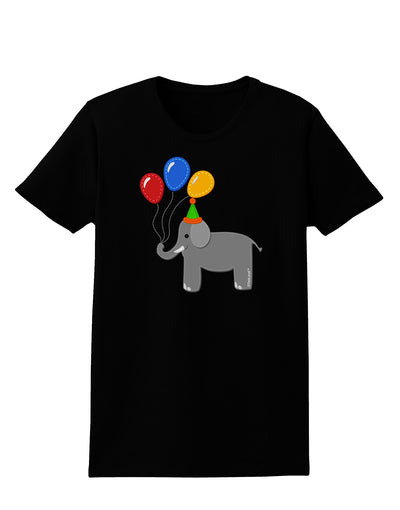 Cute Elephant with Balloons Womens Dark T-Shirt-TooLoud-Black-X-Small-Davson Sales