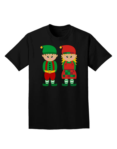 Cute Elf Couple Christmas Adult Dark T-Shirt-Mens T-Shirt-TooLoud-Black-Small-Davson Sales