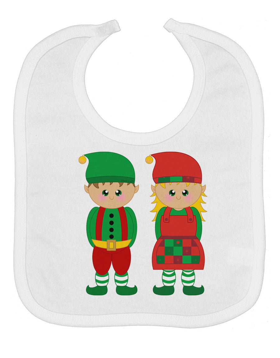 Cute Elf Couple Christmas Baby Bib